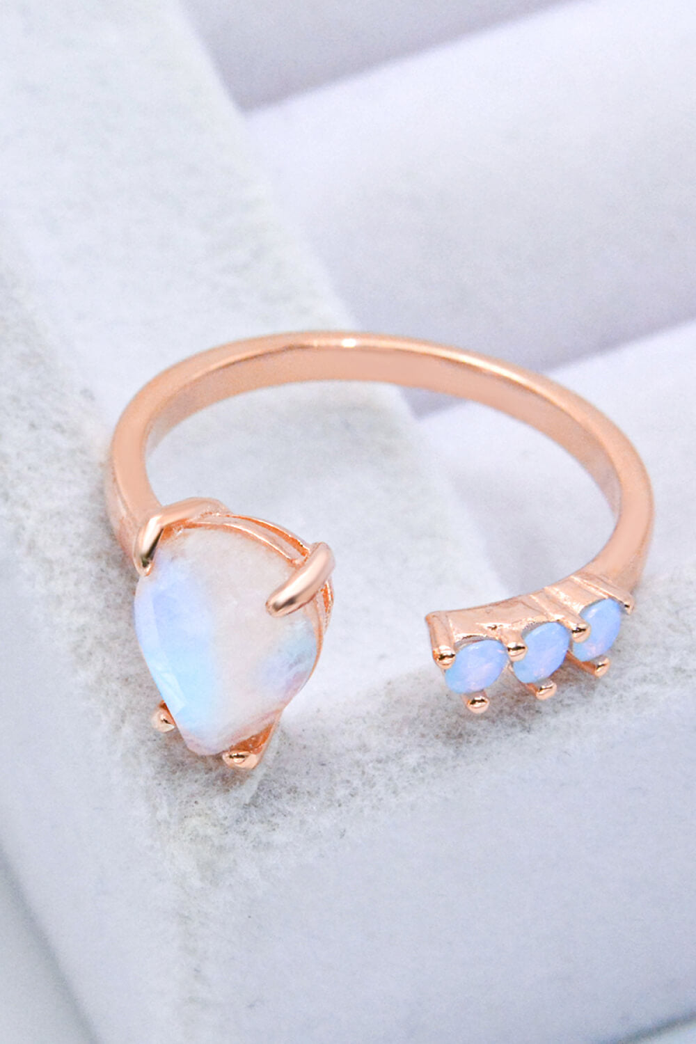 18K rose gold moonstone open ring
