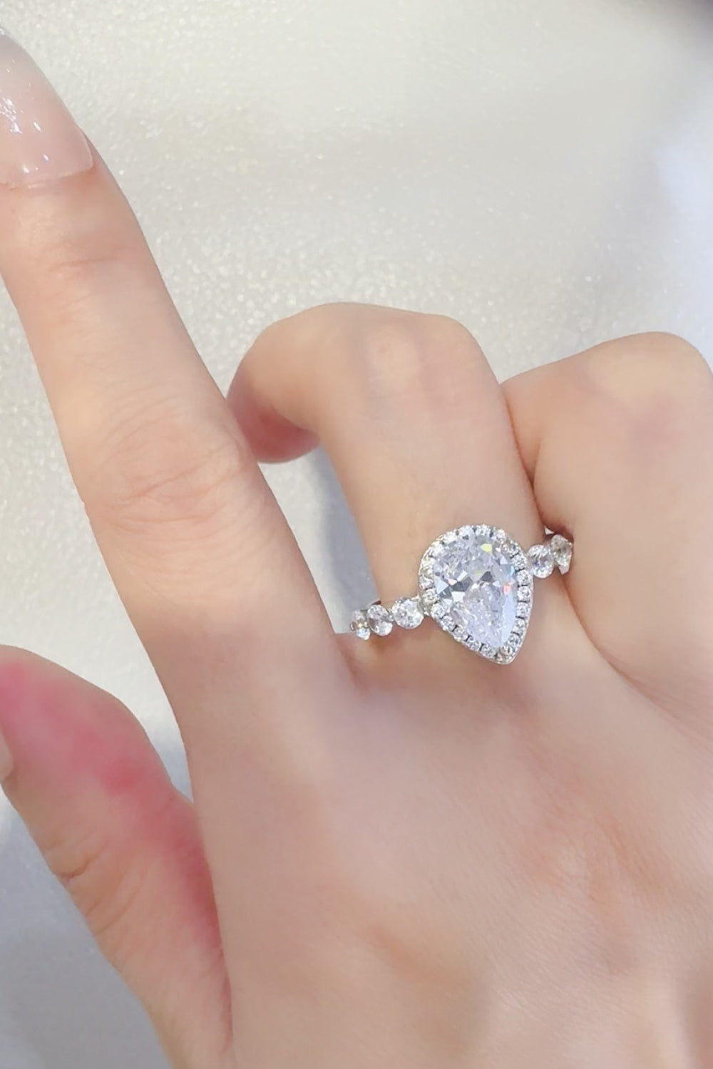 2 Carat Moissanite 925 Sterling Silver Ring on finger