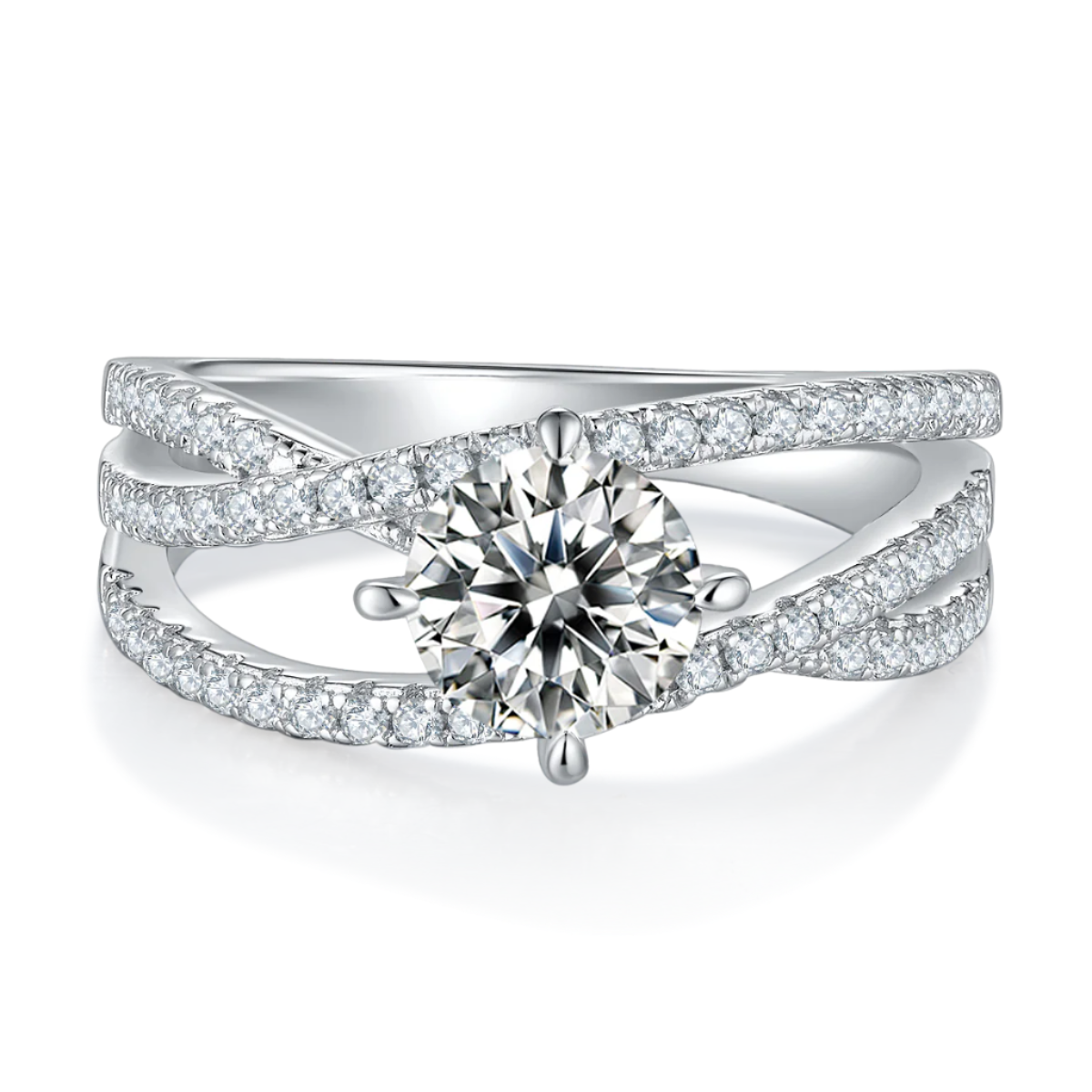 Silver 1 Carat Moissanite 925 Sterling Silver Ring