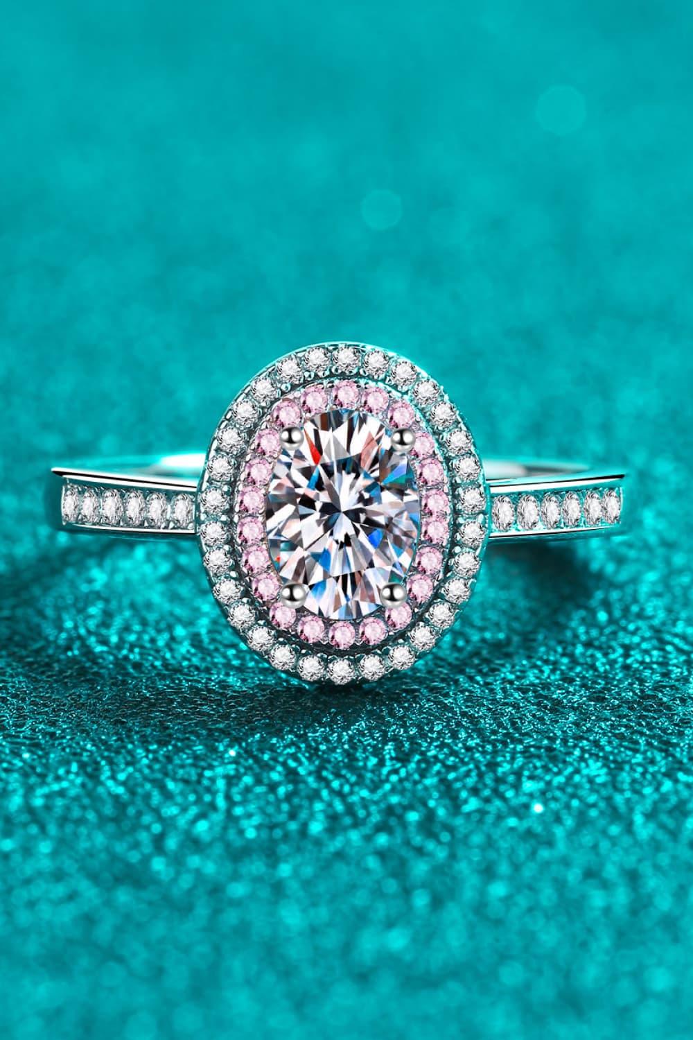 1 Carat Moissanite Sterling Silver Halo Ring