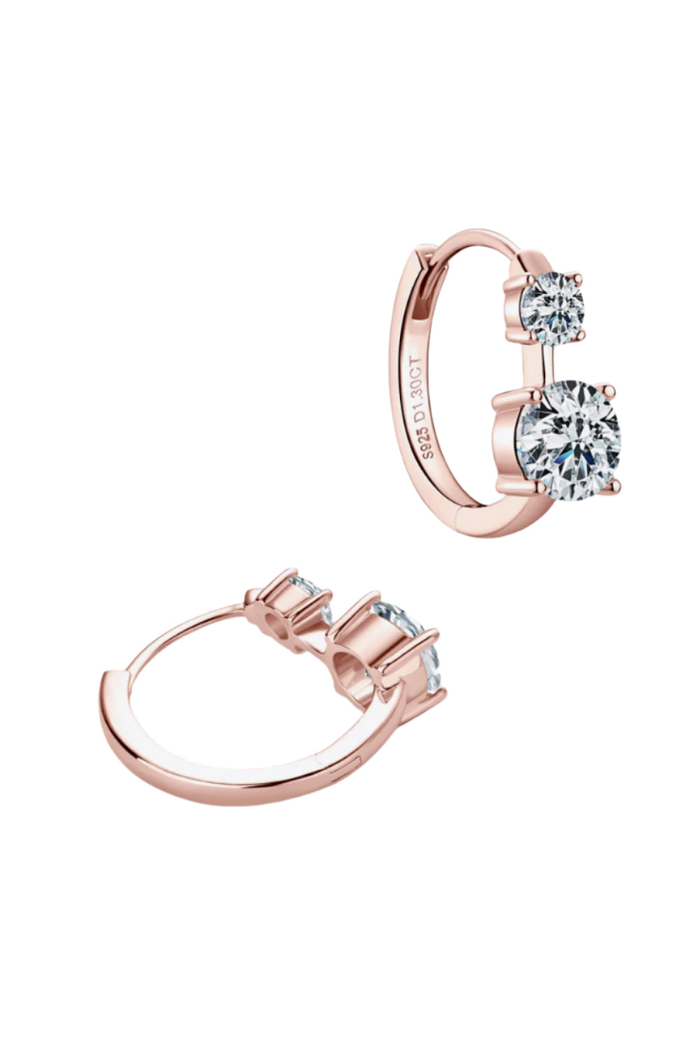 1.3 Carat Moissanite Sterling Silver Earrings rose gold