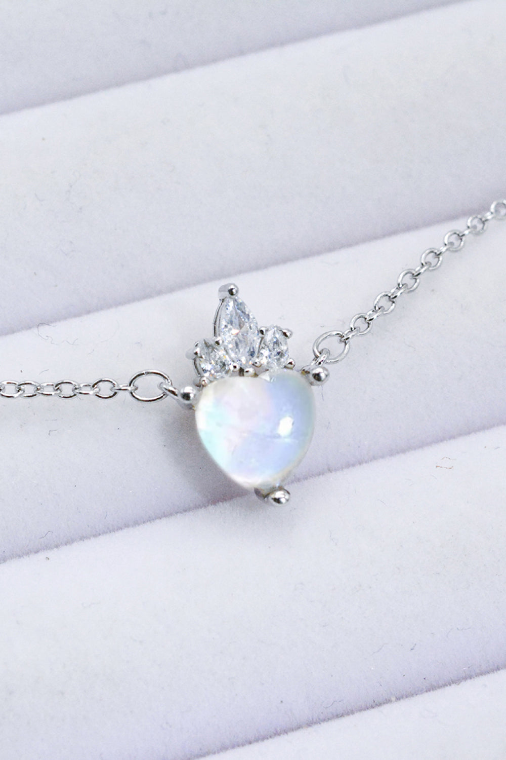 Sterling Silver Moonstone Heart Pendant Necklace