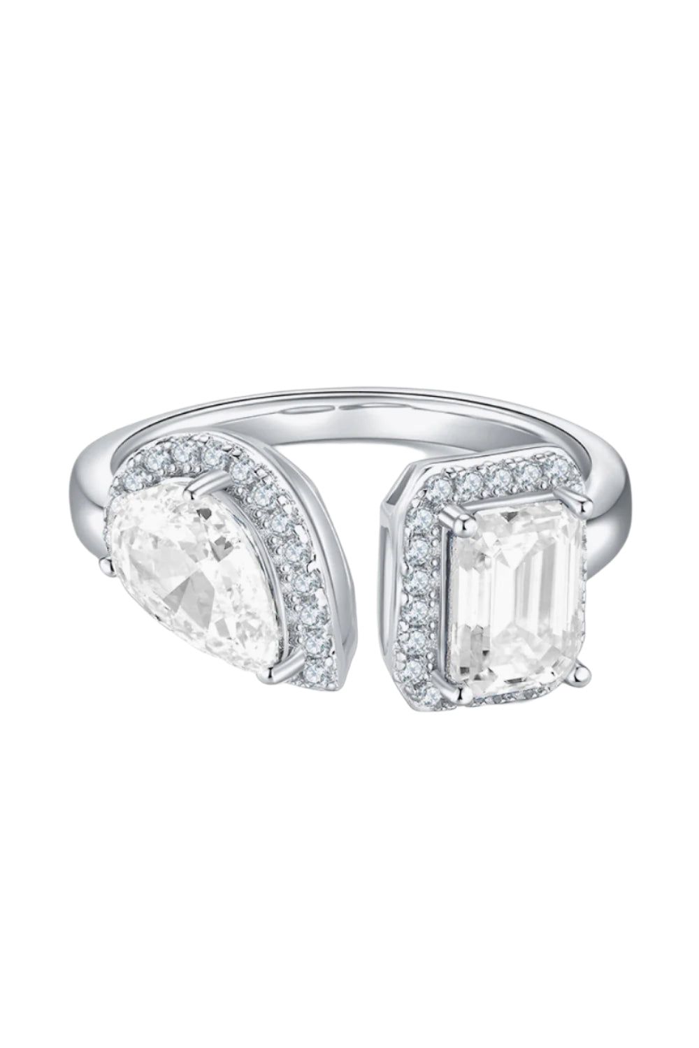 1 Carat Moissanite Sterling Silver Open Ring