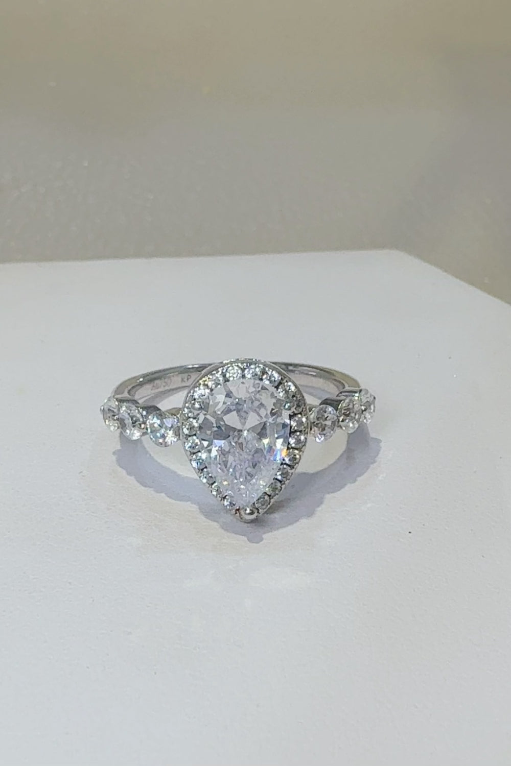 2 Carat Moissanite 925 Sterling Silver Ring on display