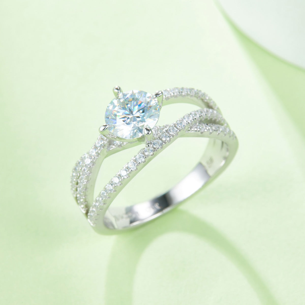 Silver 1 Carat Moissanite 925 Sterling Silver Ring