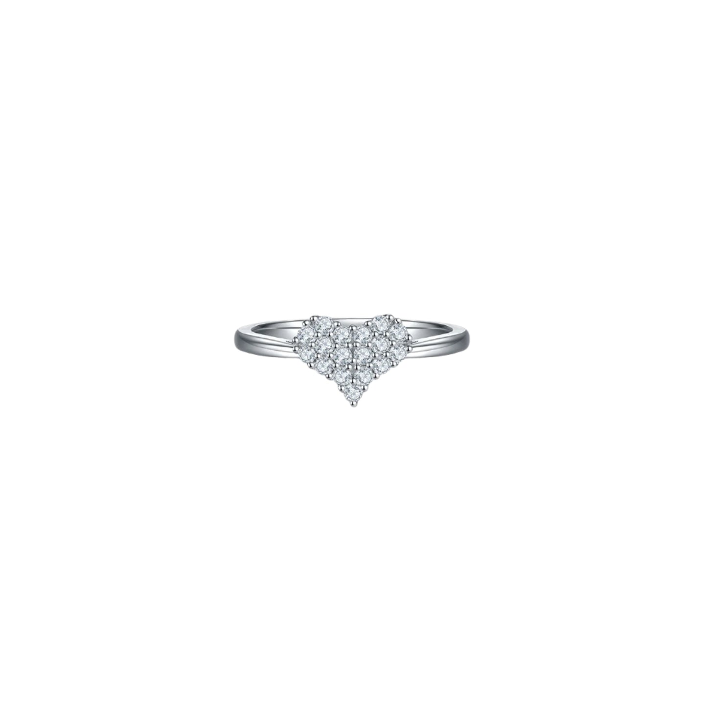 Moissanite Sterling Silver Heart Ring