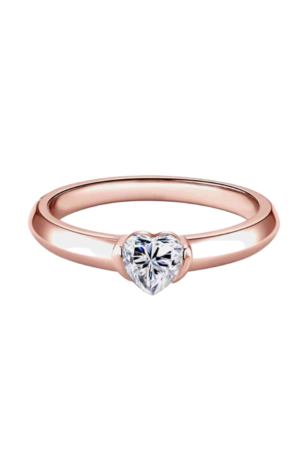 Moissanite 925 Sterling Silver Heart Solitaire Ring