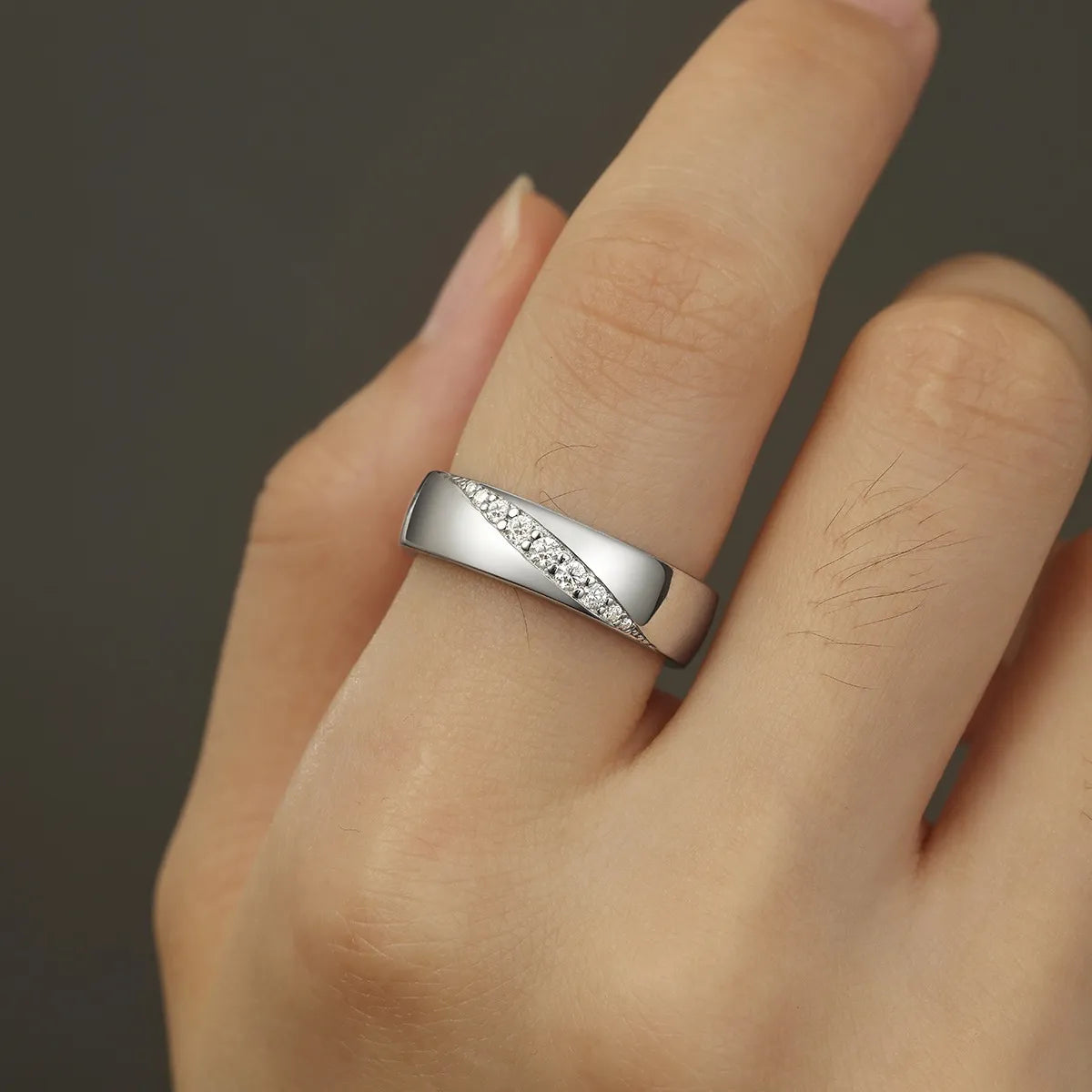 925 Sterling Silver Moissanite Ring on finger