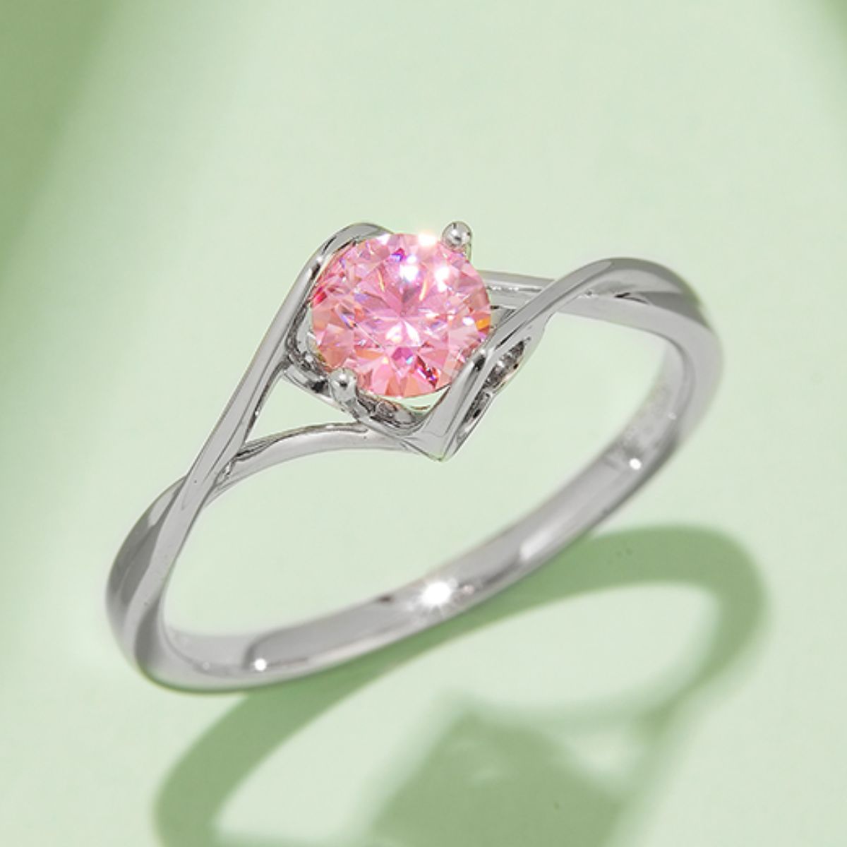 Pink Moissanite 925 Sterling Silver Ring
