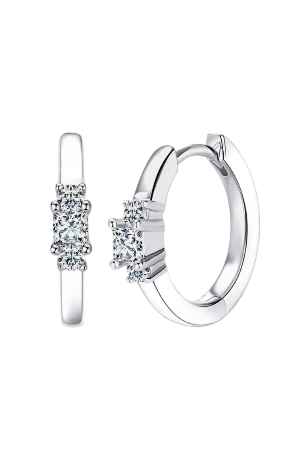 Moissanite 925 Sterling Silver Huggie Earrings