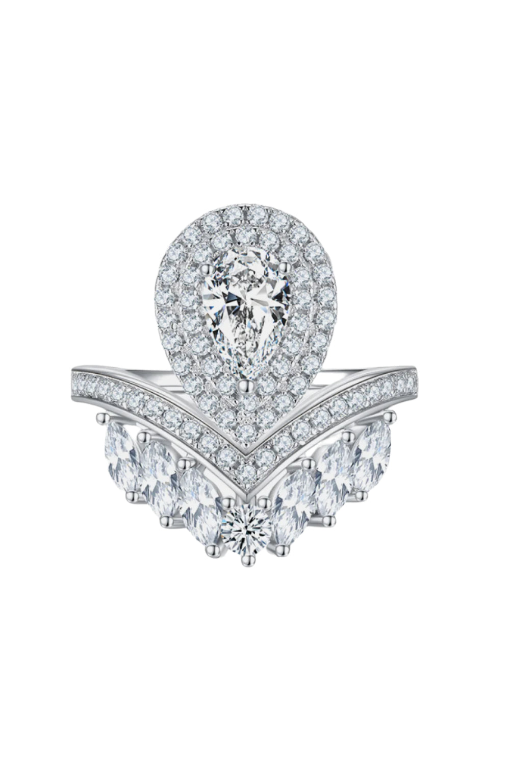 1 Carat Moissanite Sterling Silver Crown Ring