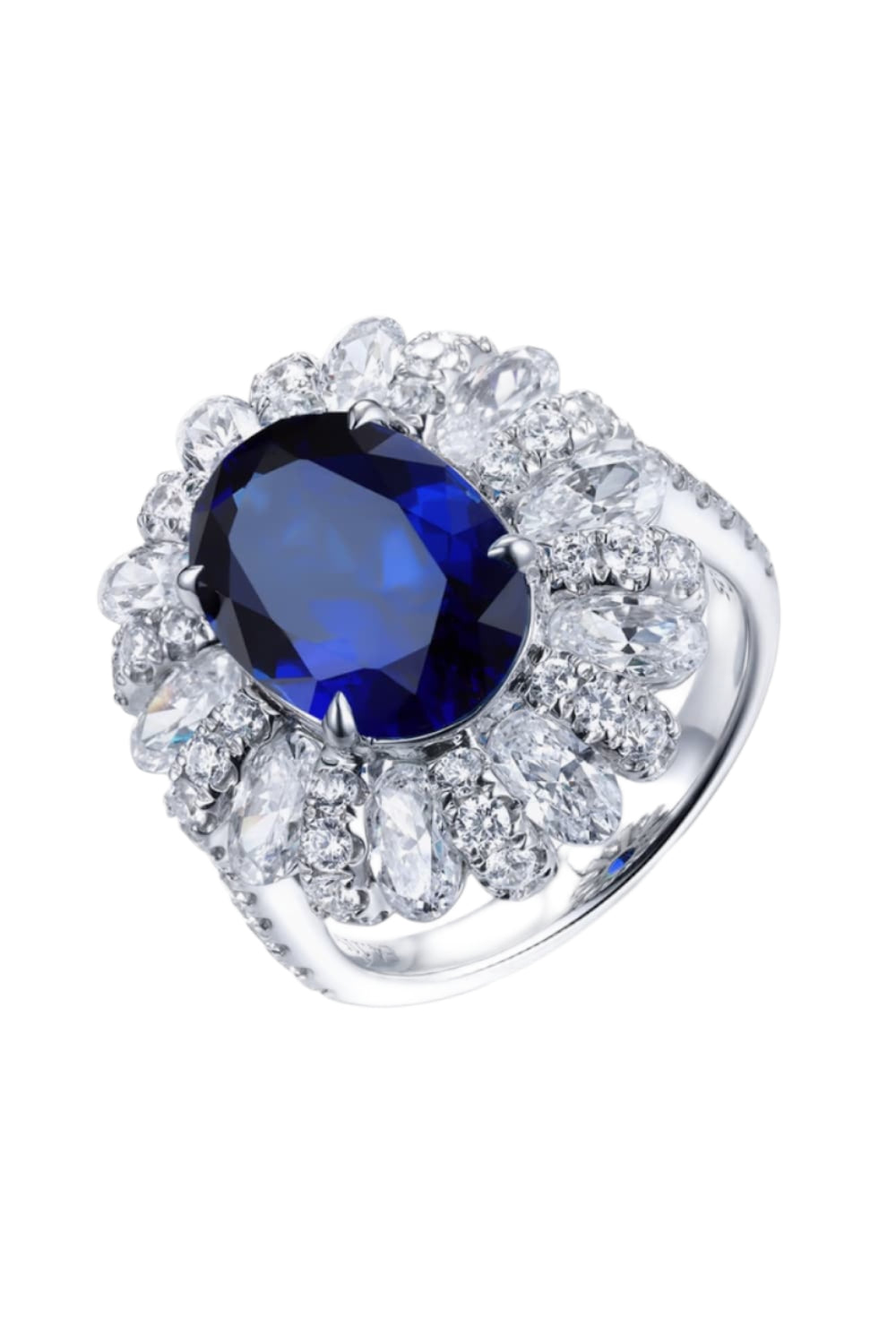 5 Carat Lab-Grown Sapphire Flower Shape Ring