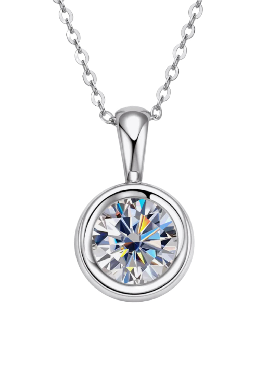 2 Carat Moissanite Sterling Silver Necklace silver