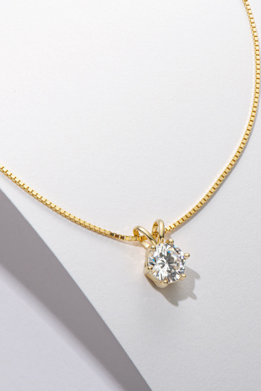 925 Sterling Silver 1 Carat Moissanite Pendant Necklace 18K Gold
