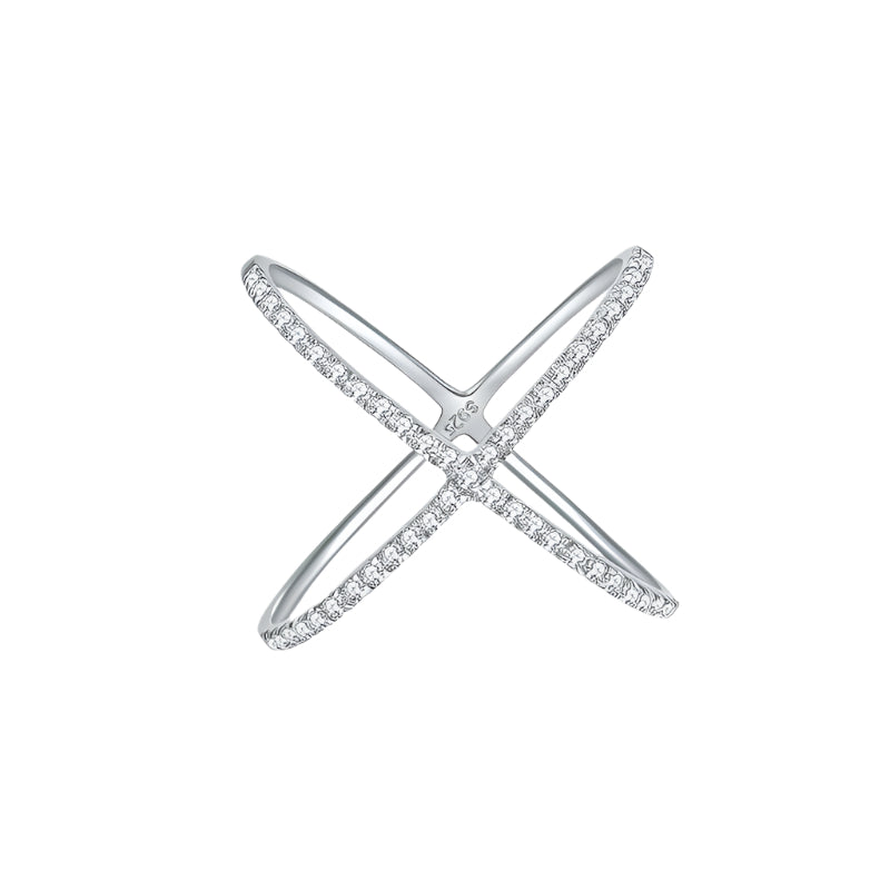 Sterling Silver Crisscross Moissanite Ring