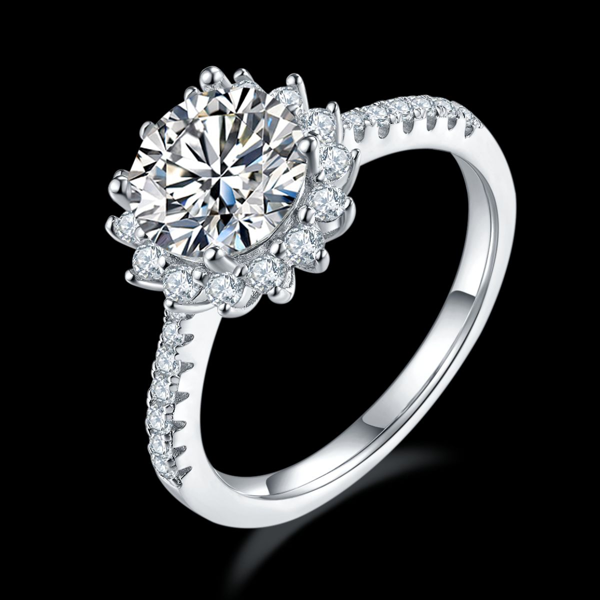 White 2 Carat Moissanite 925 Sterling Silver Ring
