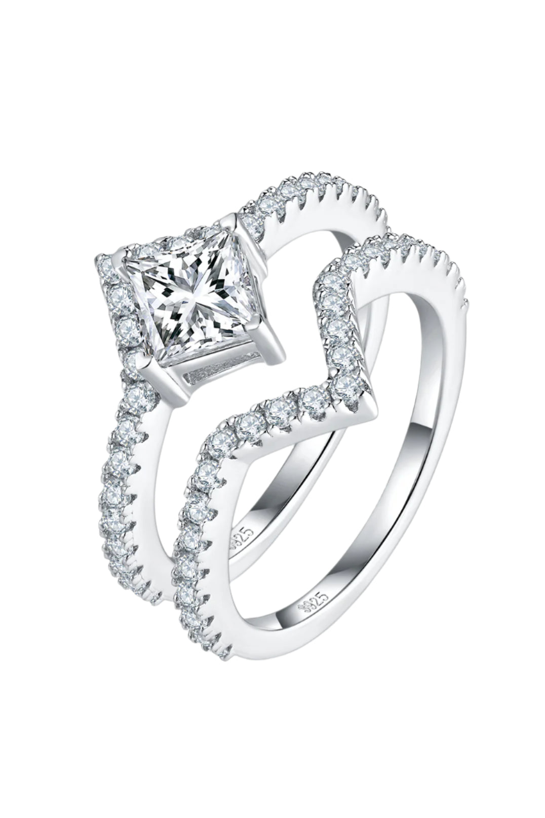 1 Carat Moissanite Sterling Silver Double Layered Ring