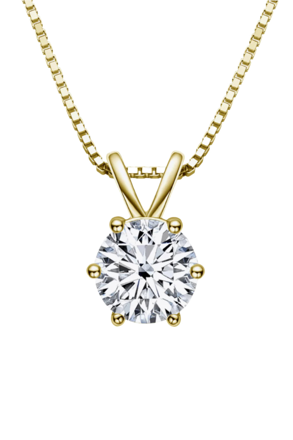925 Sterling Silver 1 Carat Moissanite Pendant Necklace 18K Gold