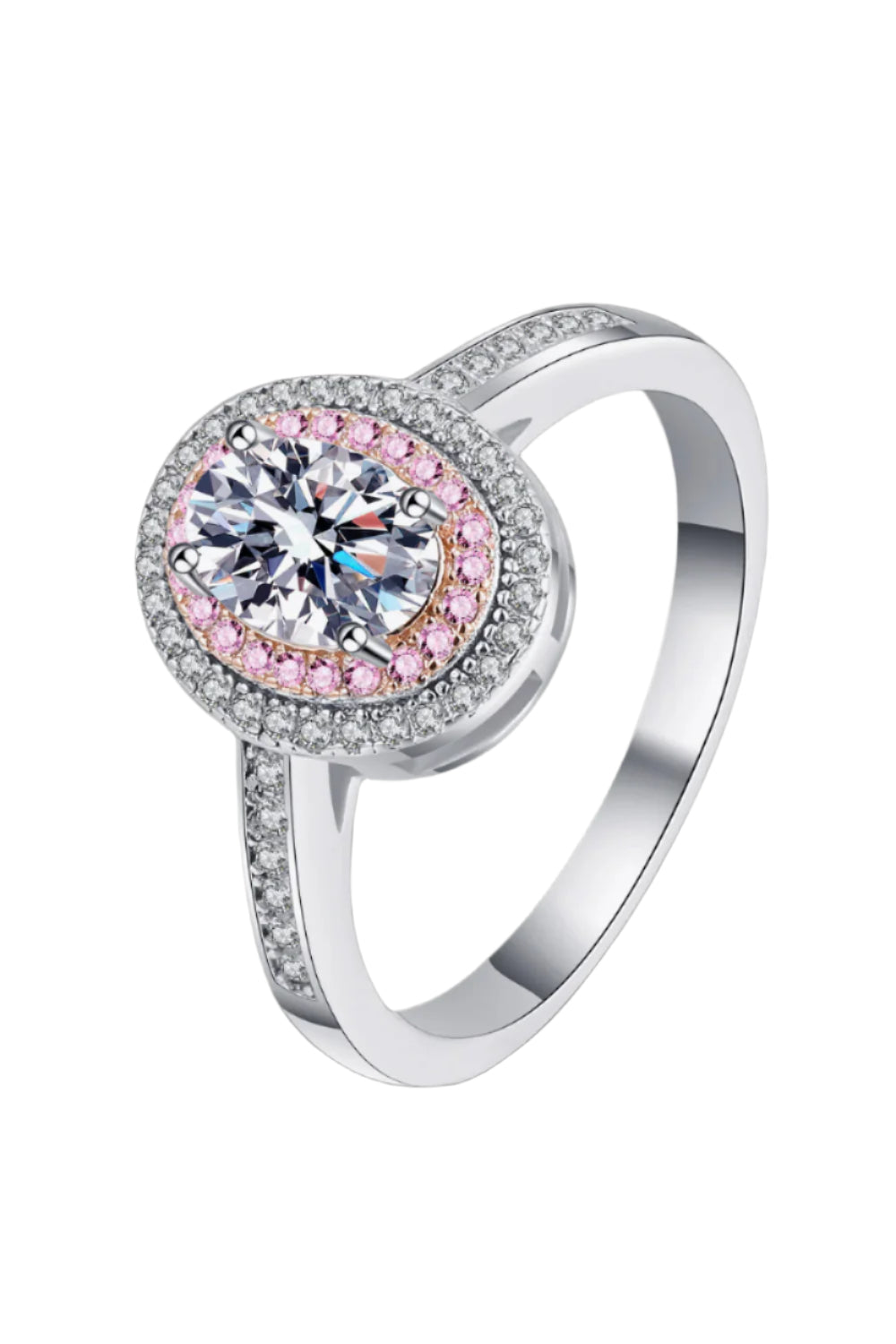 1 Carat Moissanite Sterling Silver Halo Ring