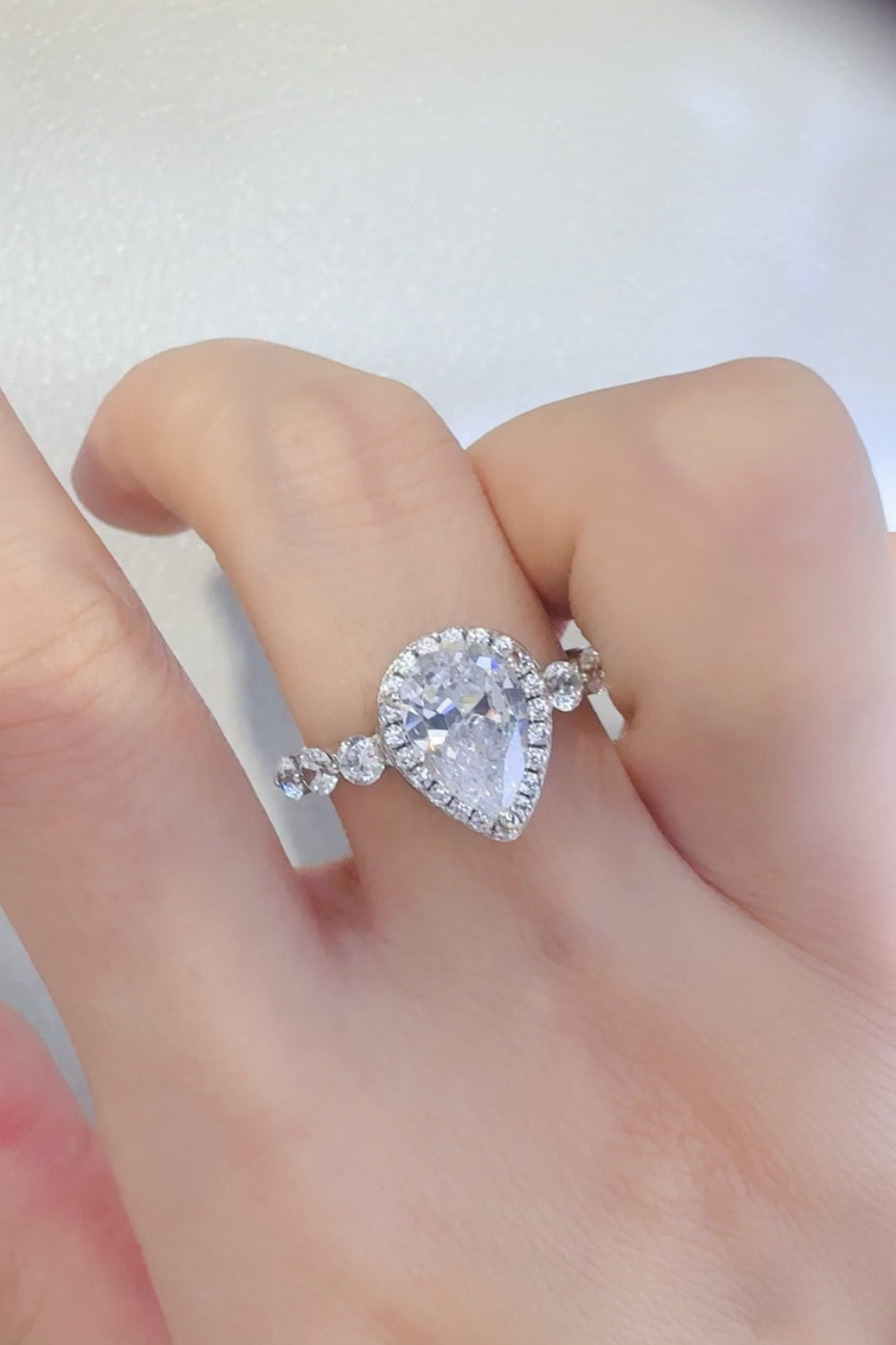 2 Carat Moissanite 925 Sterling Silver Ring on finger