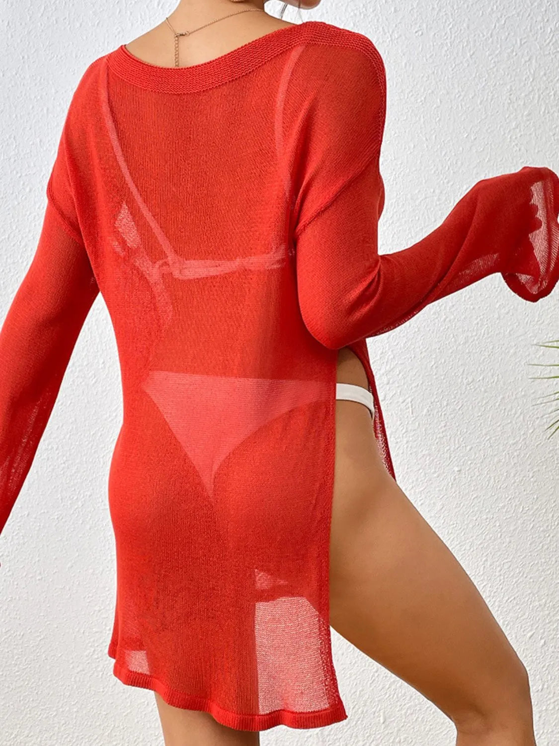 Scarlet Round Neck Slit Cover-Up