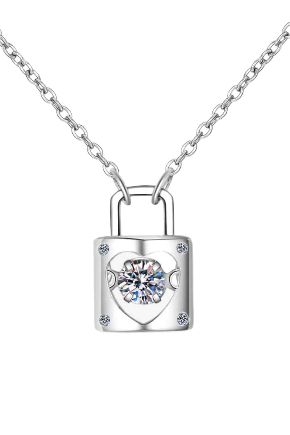 Adored Moissanite Lock Pendant Necklace