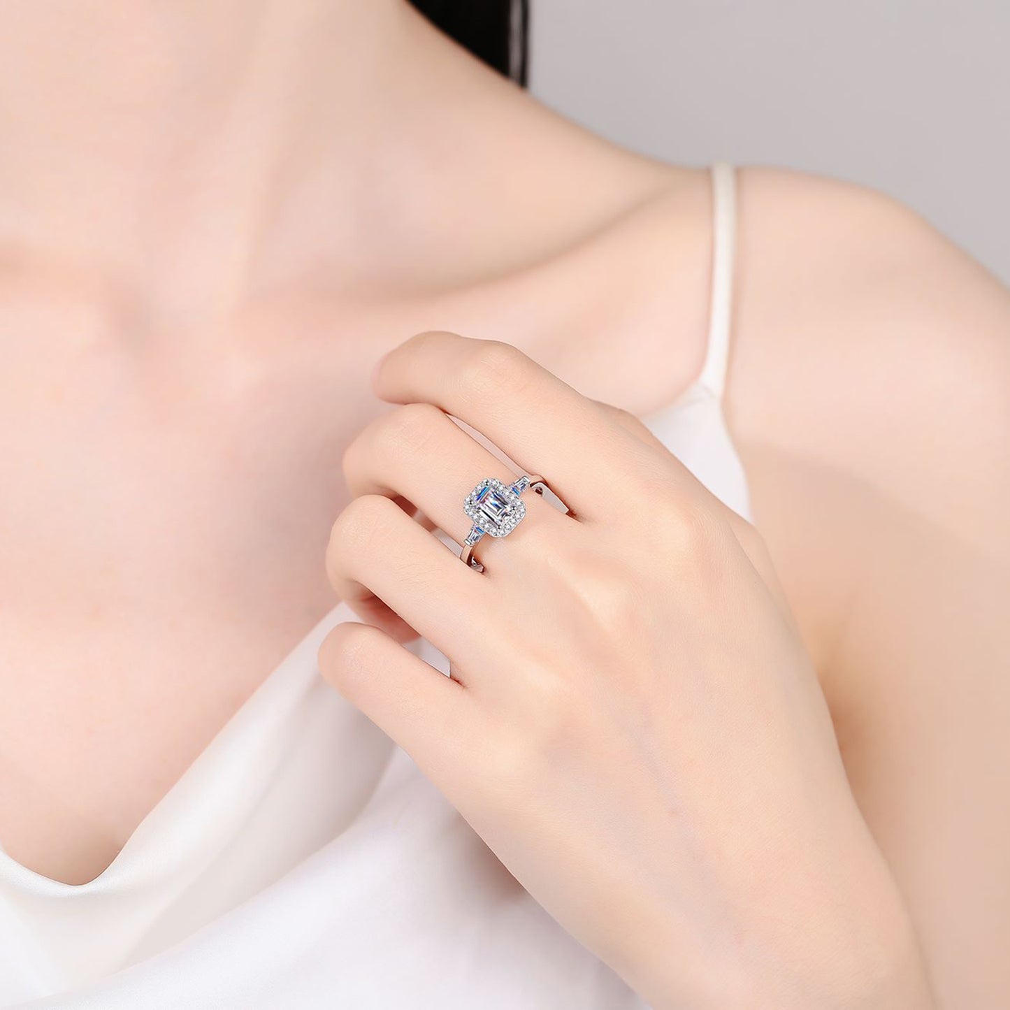 1 Carat Moissanite Sterling Silver Ring on hand