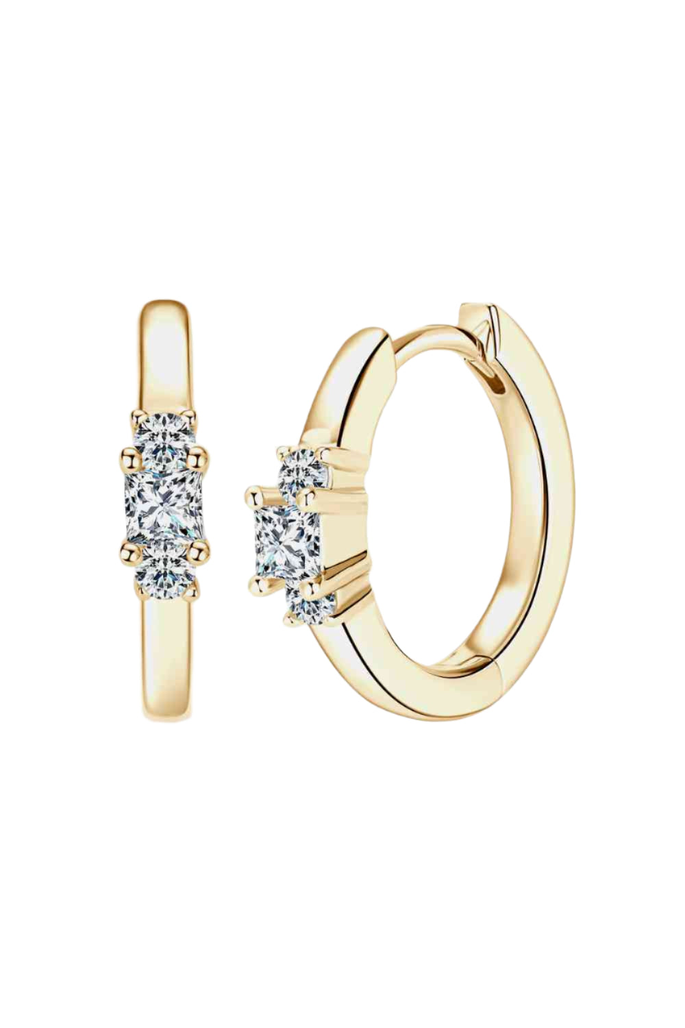 Moissanite 18K Gold- plated Huggie Earrings