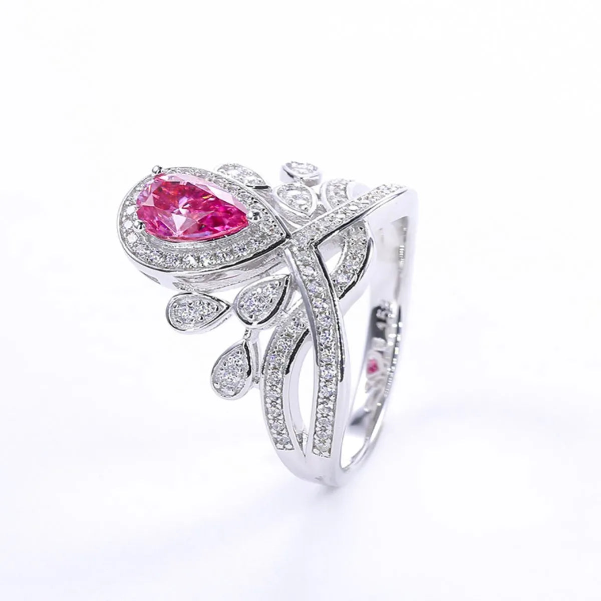 Pink 1 Carat Moissanite 925 Sterling Silver Ring
