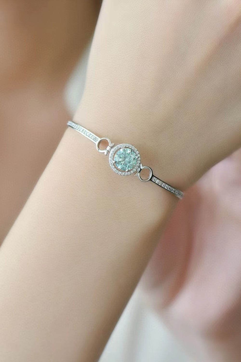 2 Carat Moissanite Platinum-Plated Bracelet on wrist