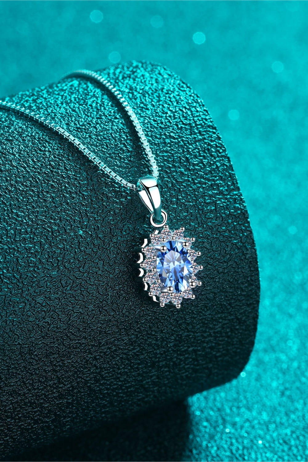 1 Carat Moissanite Sterling Silver Necklace on display