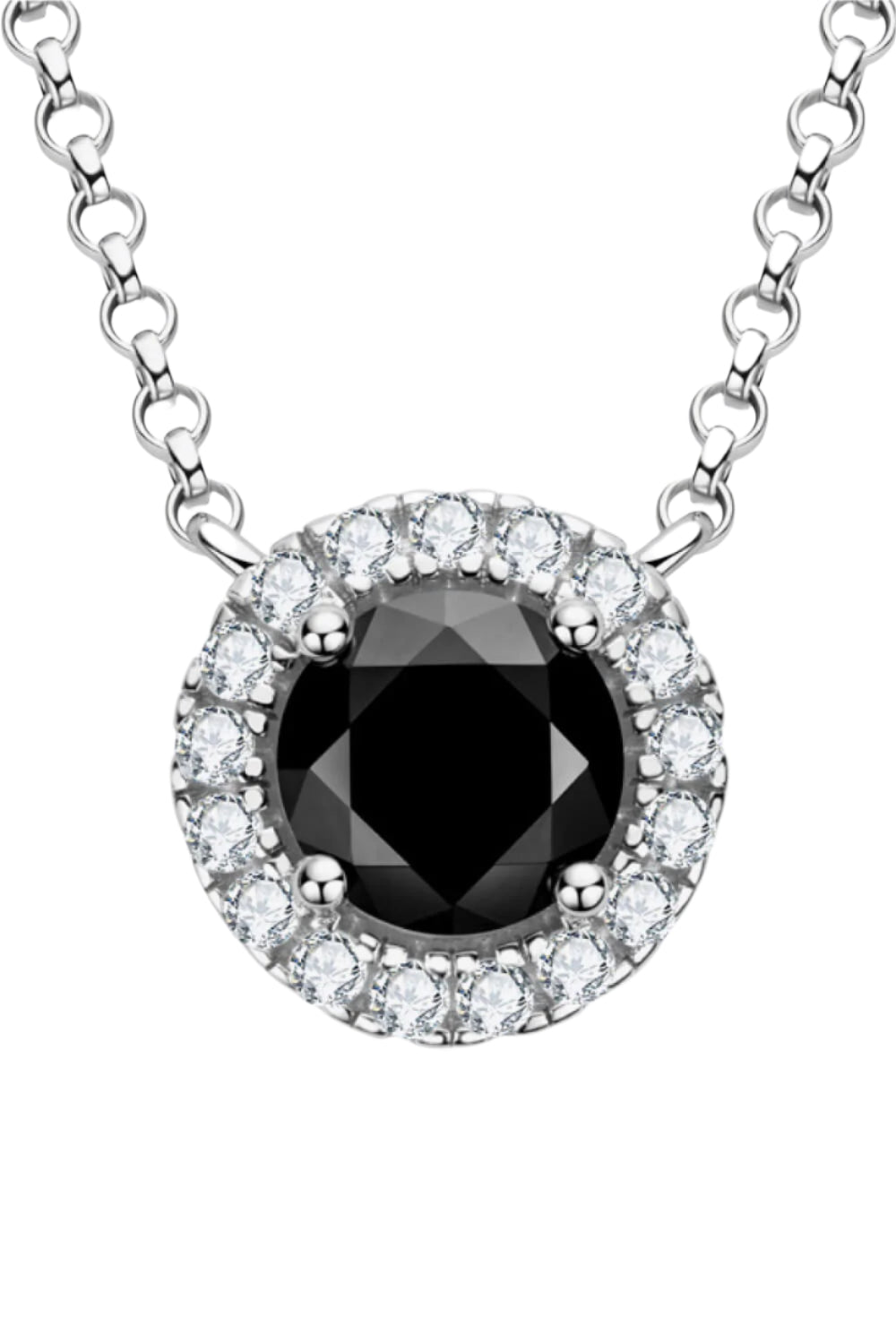 Two-Tone 1 Carat Moissanite Round Pendant Necklace