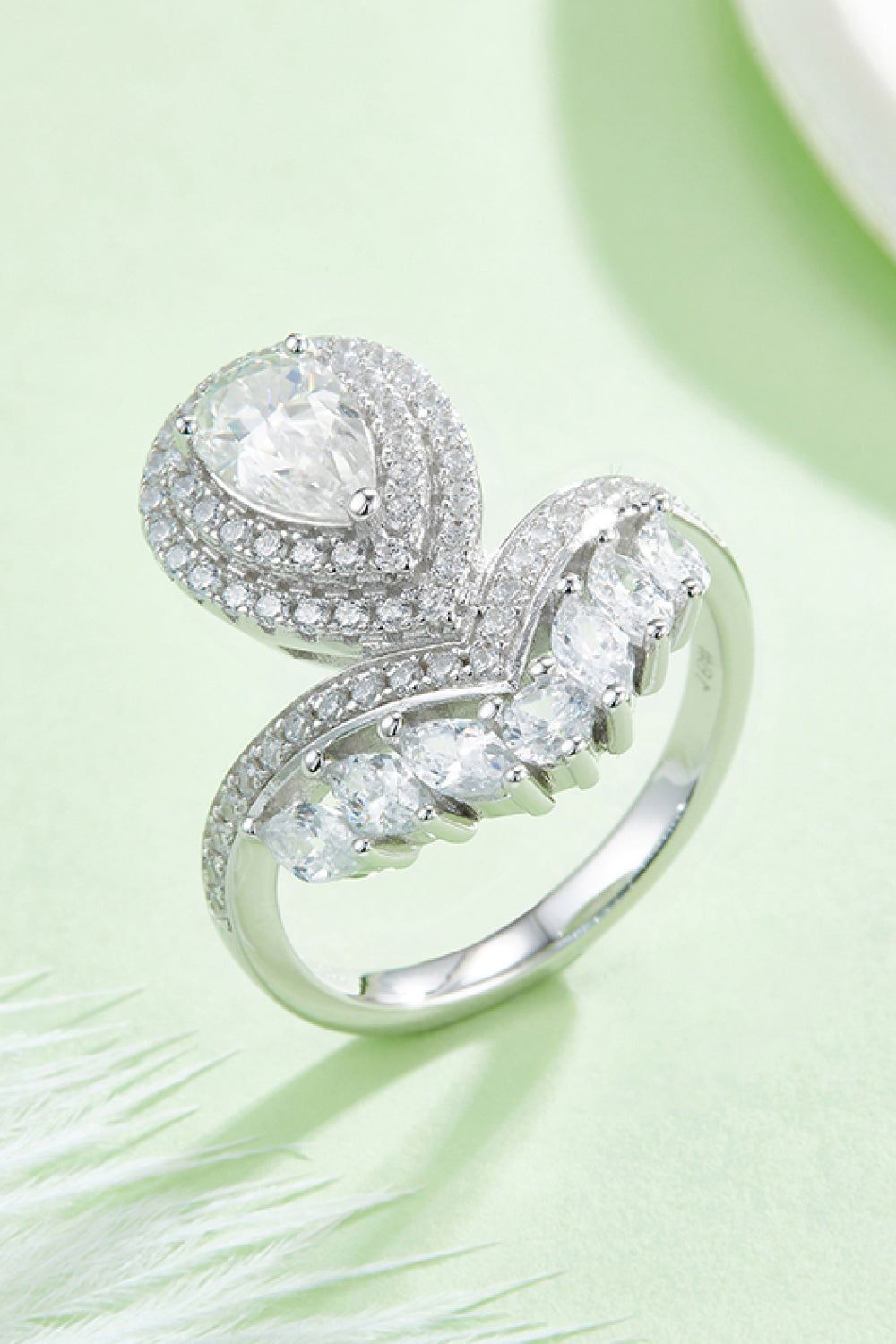 1 Carat Moissanite Sterling Silver Crown Ring