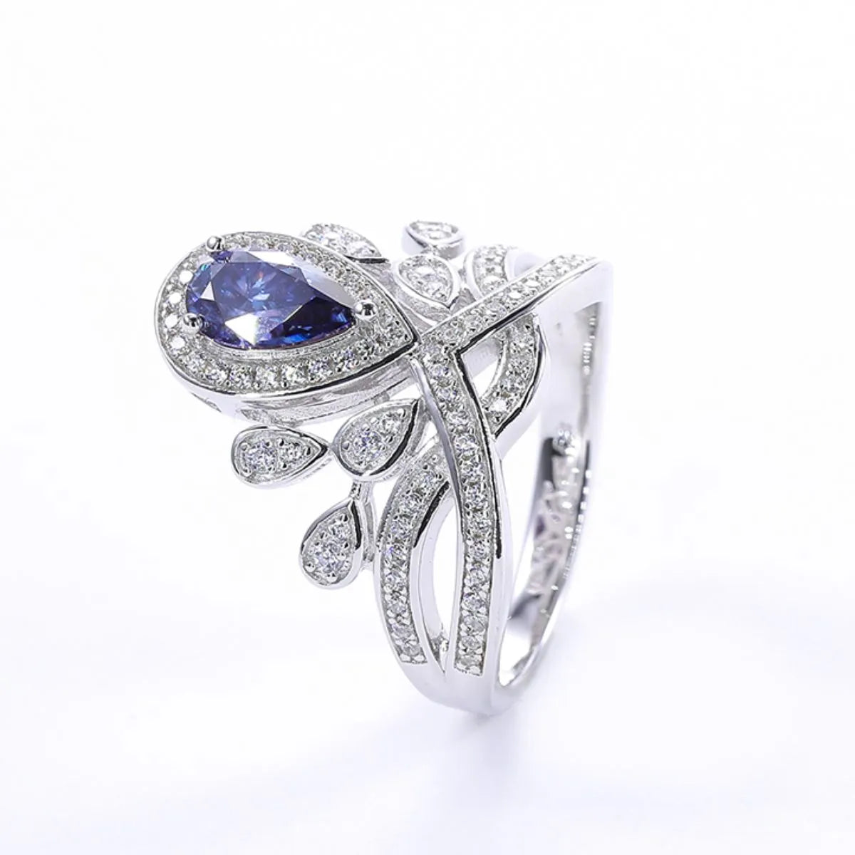 Blue 1 Carat Moissanite 925 Sterling Silver Ring