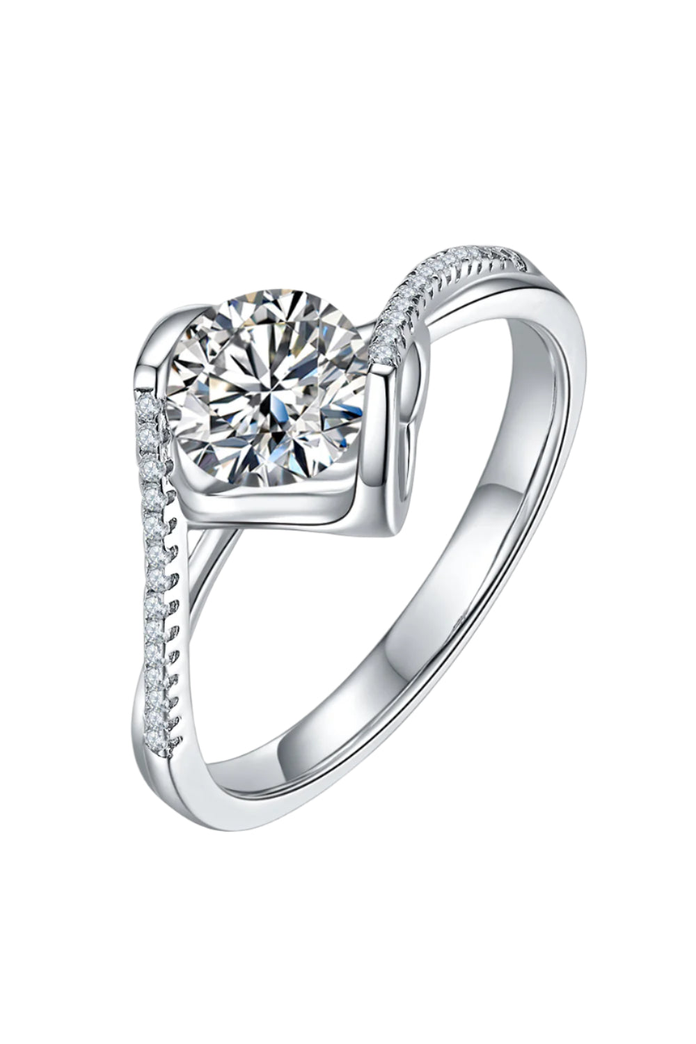 1 Carat Moissanite Sterling Silver Twisted Ring