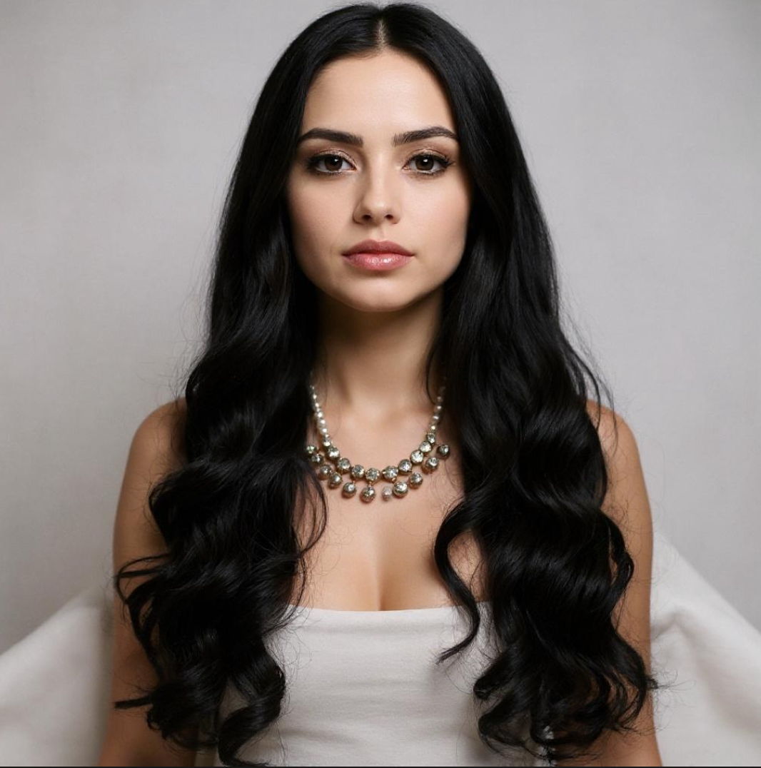 Lovely Long Black Synthetic Wavy Wig