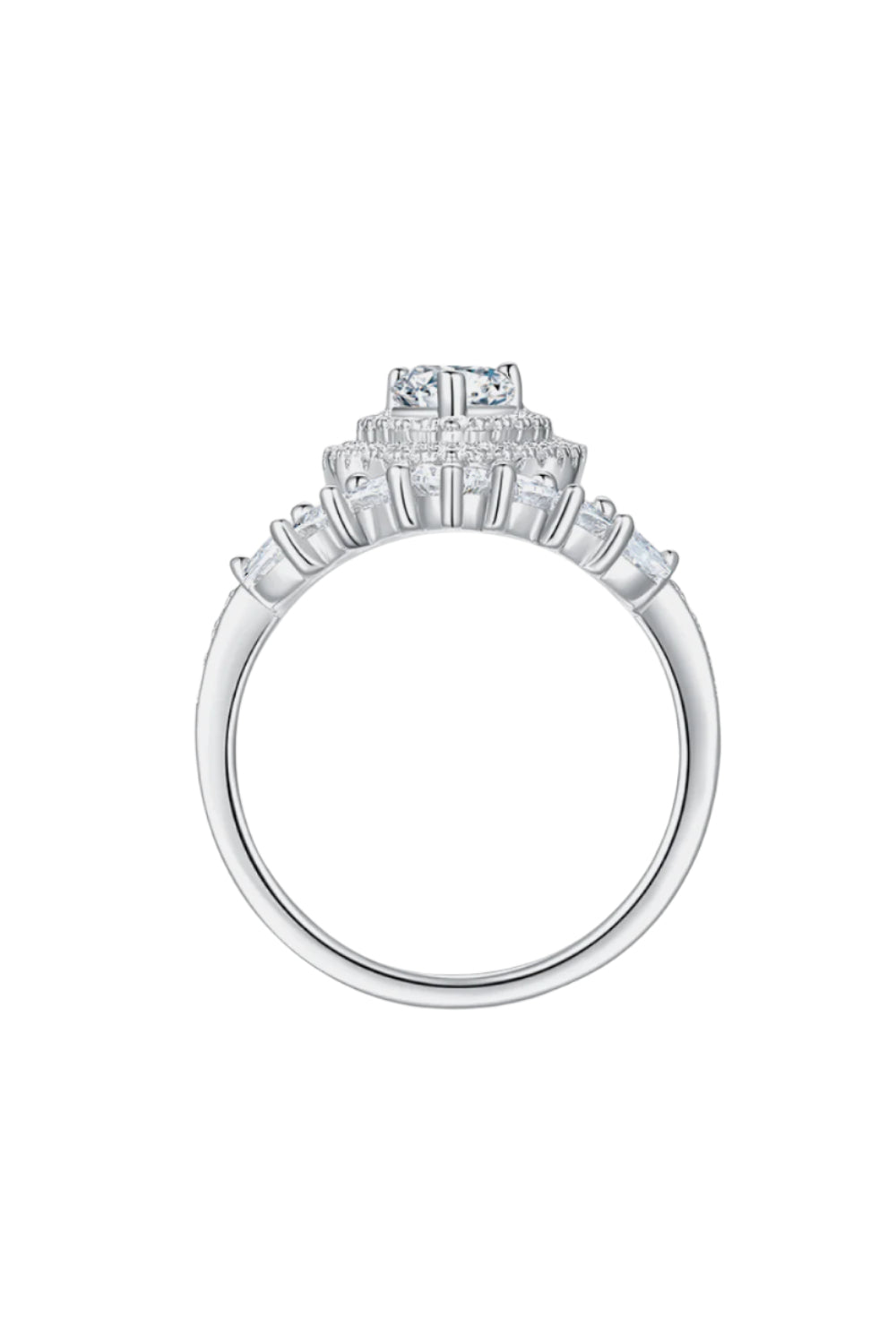 1 Carat Moissanite Sterling Silver Crown Ring