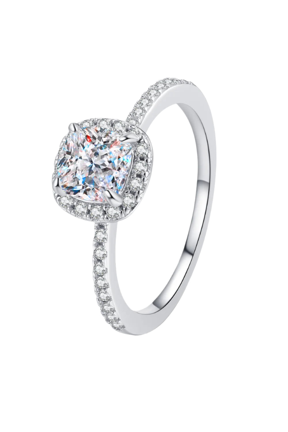 1 Carat Moissanite Sterling Silver Halo Ring