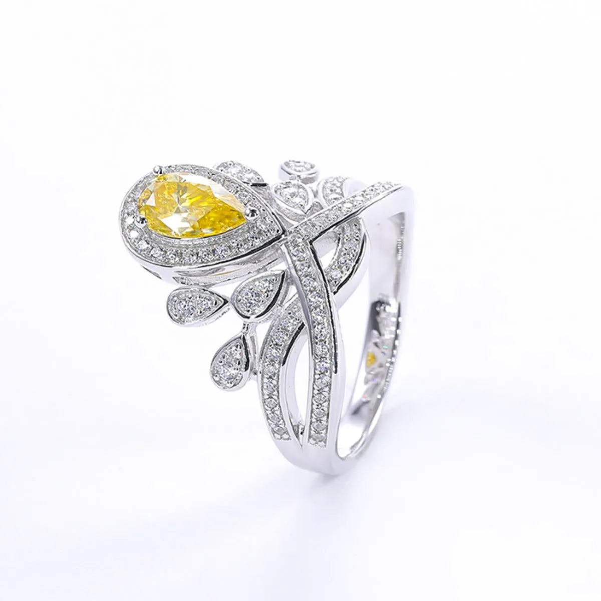 Yellow 1 Carat Moissanite 925 Sterling Silver Ring