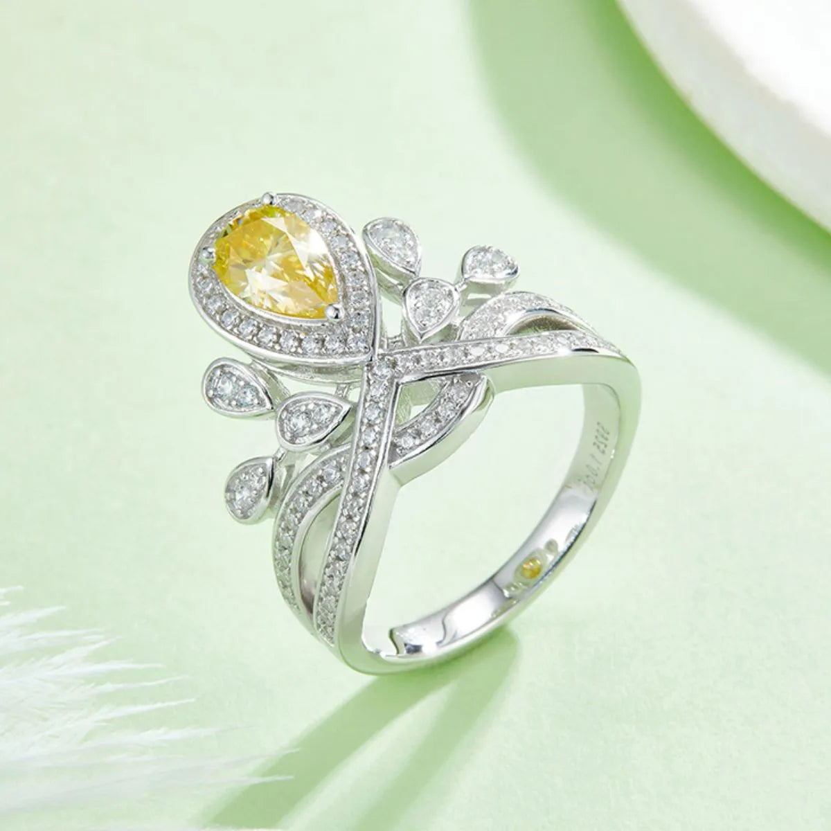 Yellow 1 Carat Moissanite 925 Sterling Silver Ring