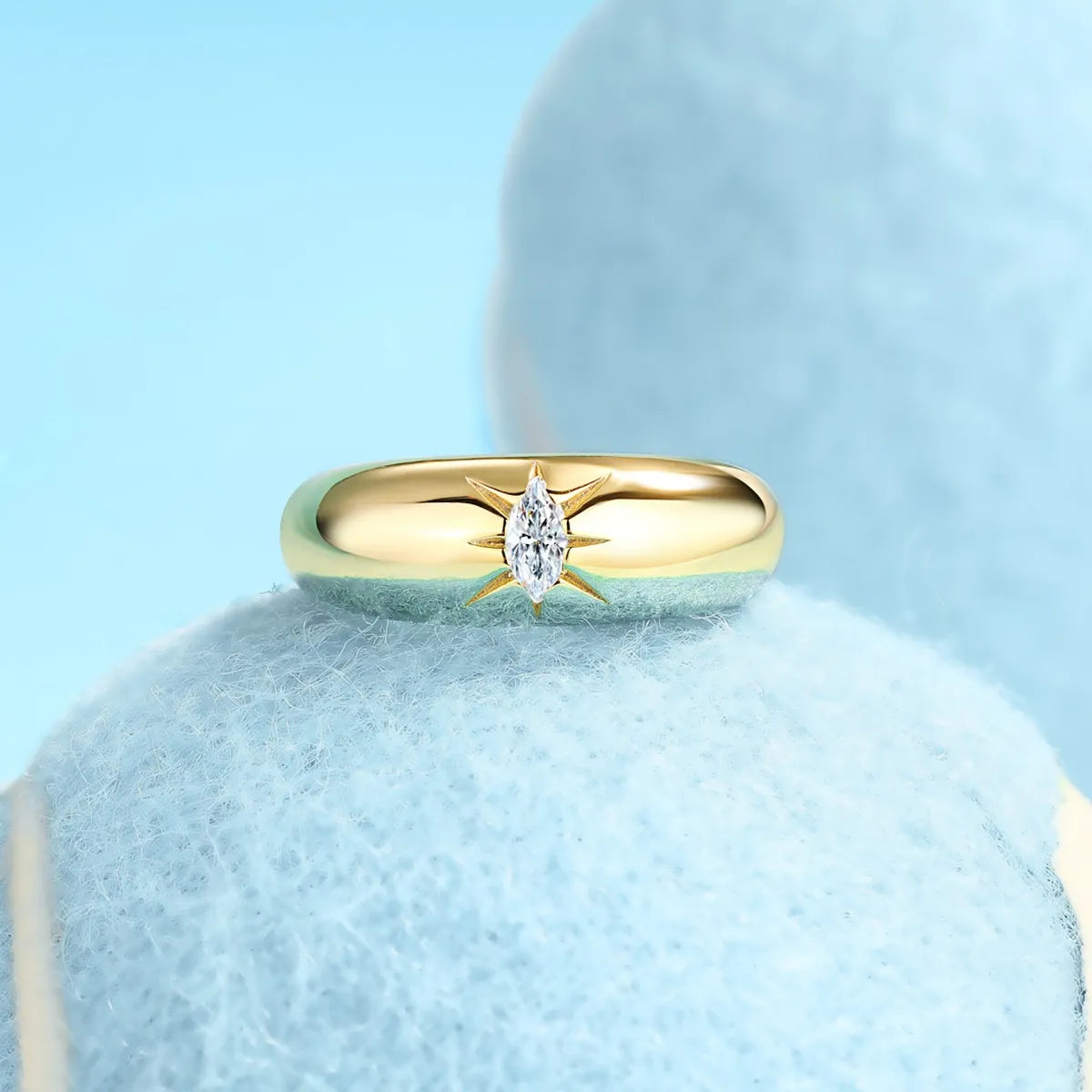18K Gold-plated 925 Sterling Silver Moissanite Ring