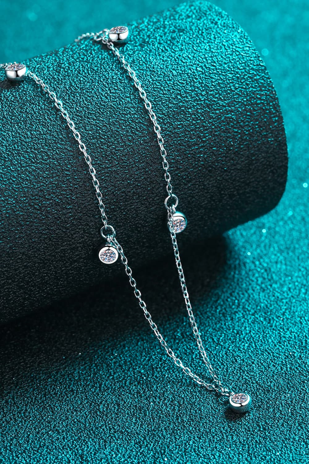 Moissanite Rhodium-Plated Necklace on display