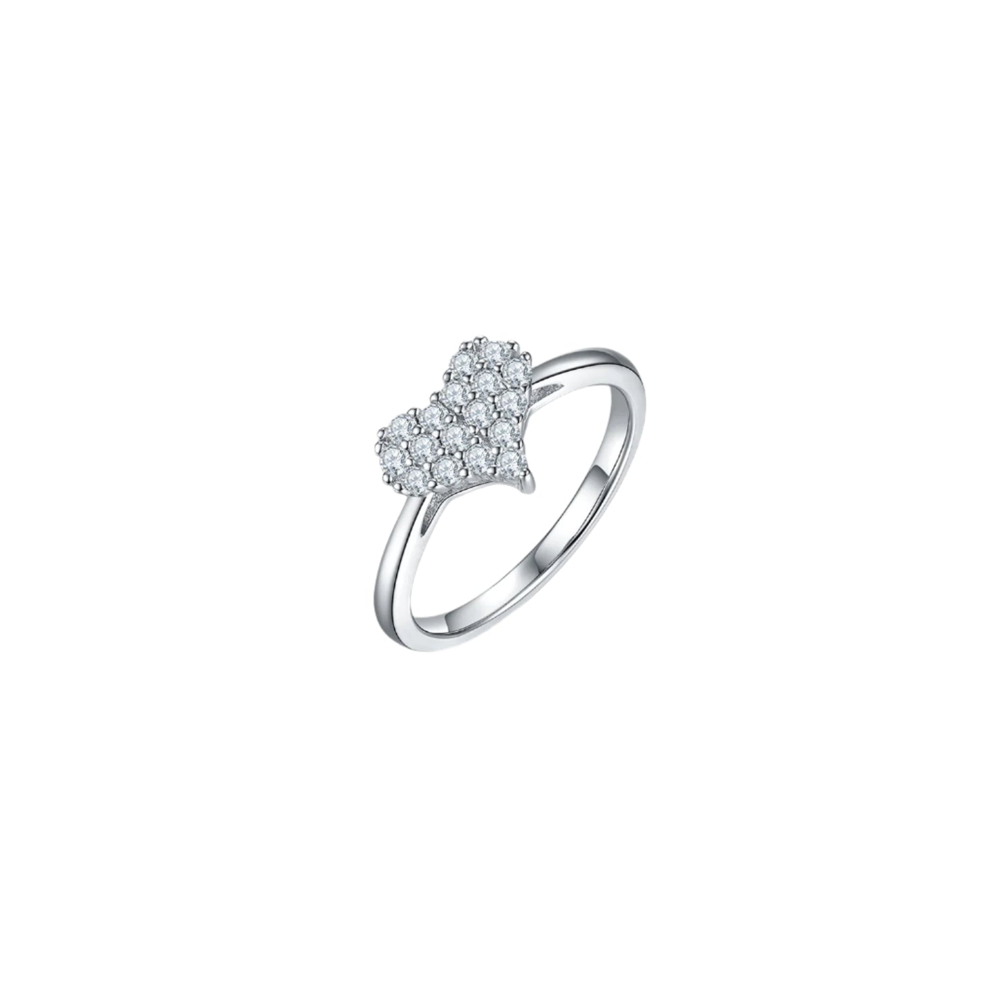 Moissanite Sterling Silver Heart Ring
