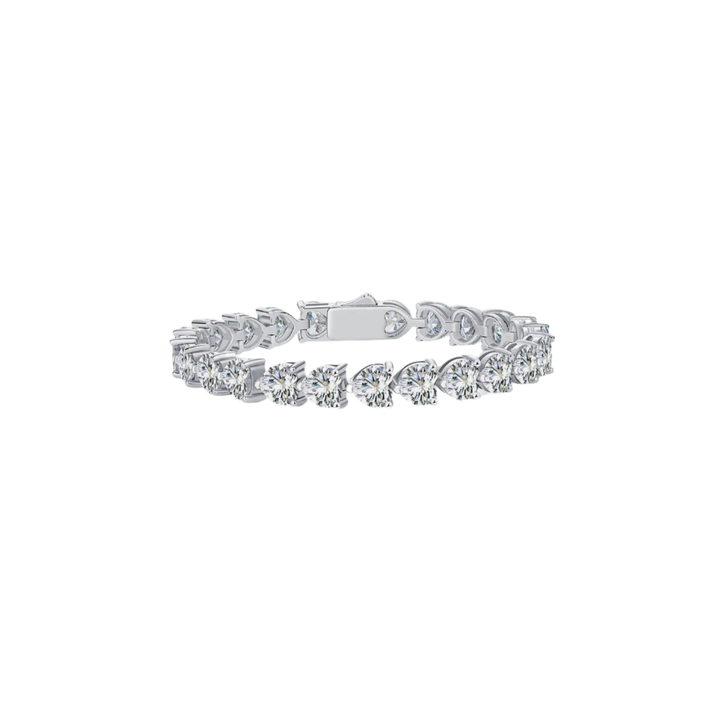 24 Carat Moissanite Sterling Silver Heart Bracelet