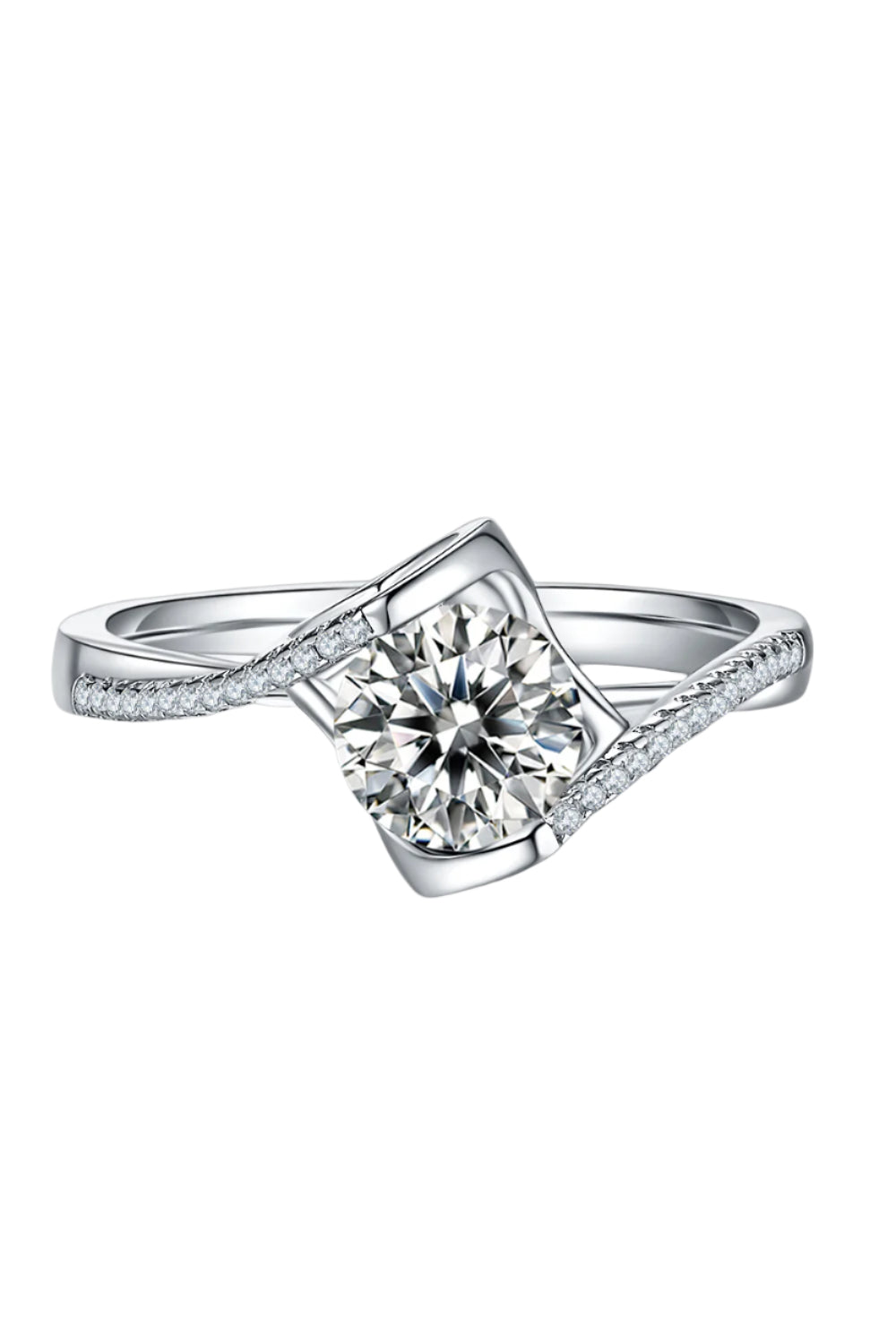 1 Carat Moissanite Sterling Silver Twisted Ring