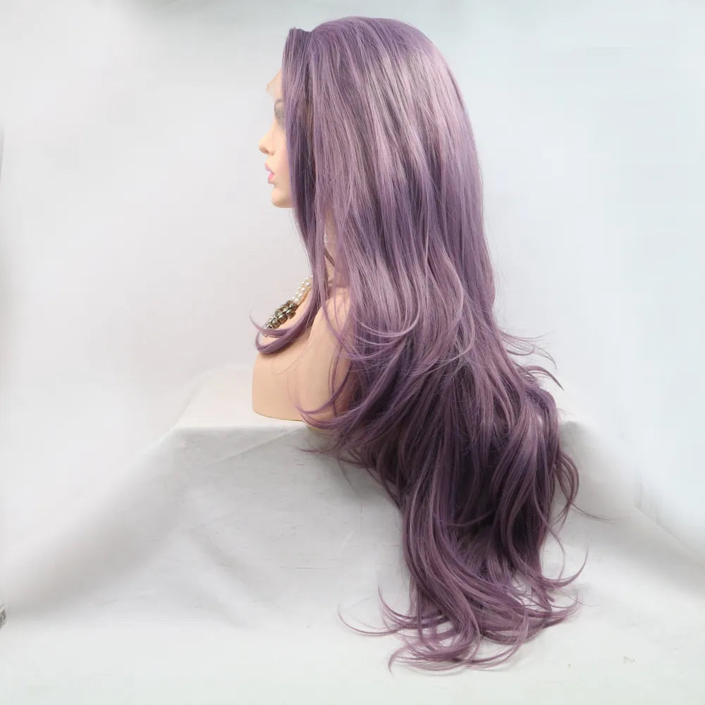 Purple Synthetic Long Wavy Wig 24"
