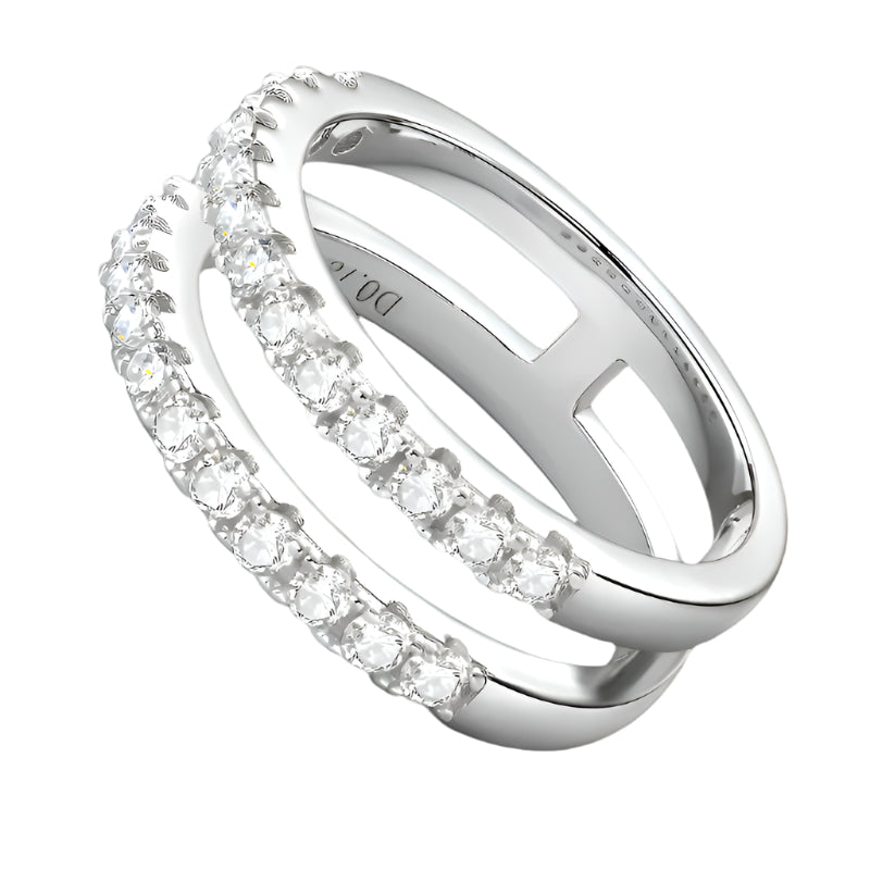 925 Sterling Silver Moissanite Double Layered Ring