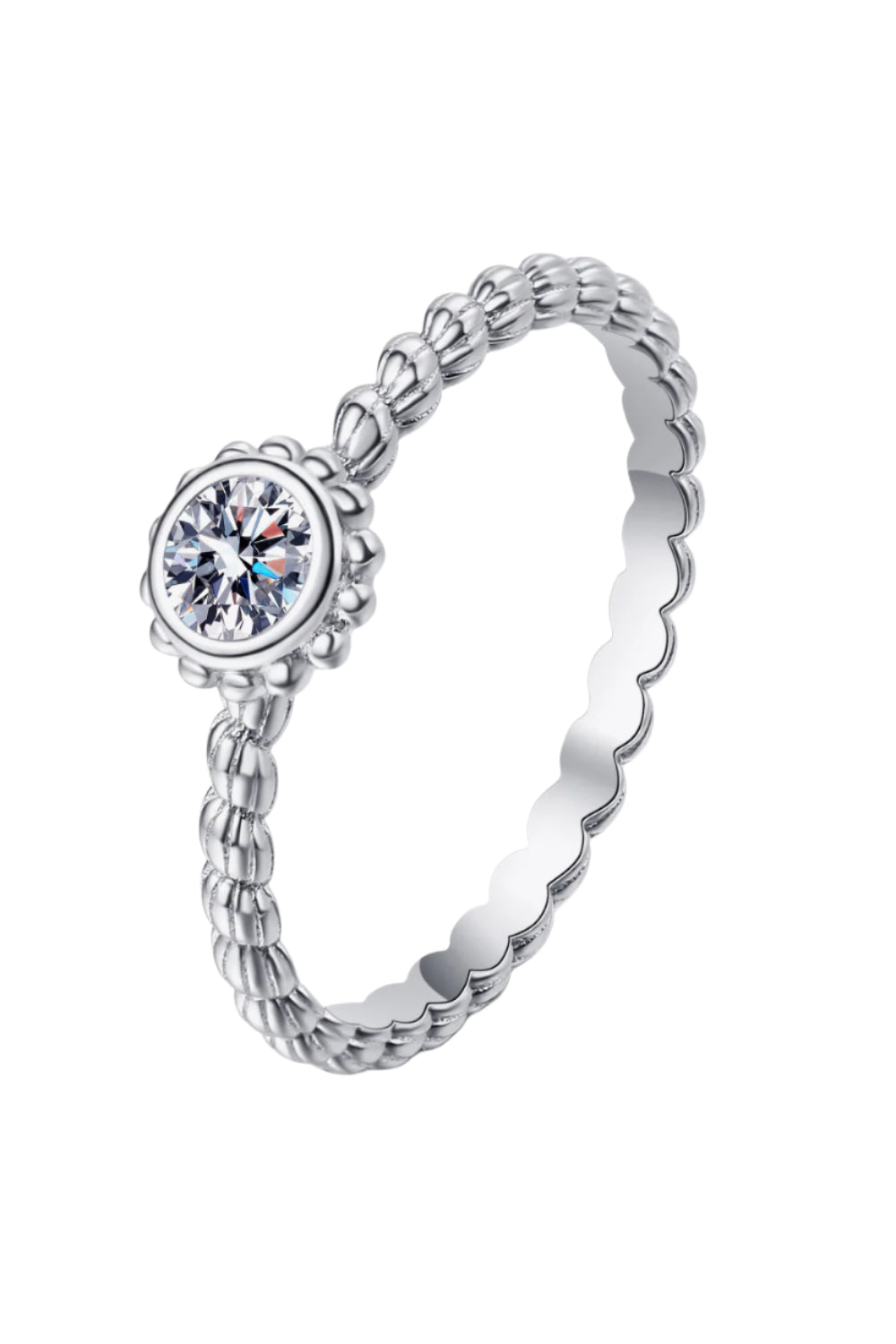 Moissanite Rhodium-Plated Ring
