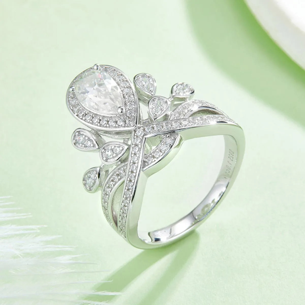 Silver 1 Carat Moissanite 925 Sterling Silver Ring