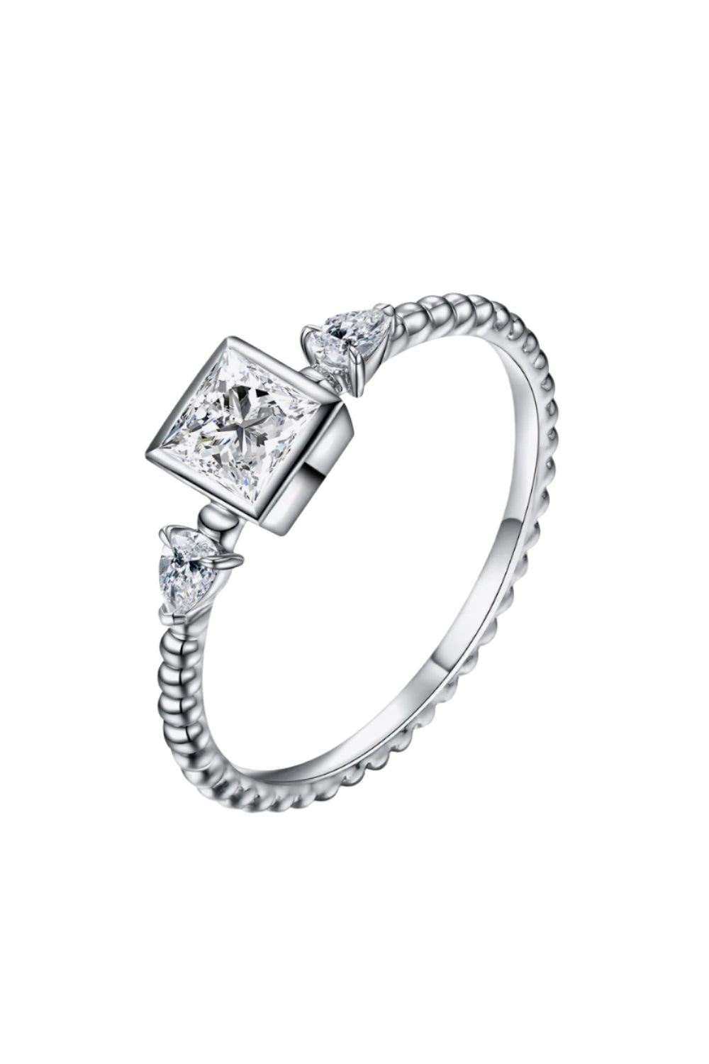 Moissanite Square Shape 925 Sterling Silver Ring